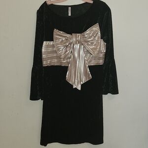 Xhilaration Black Dress with Shimmering Soft Gold Bow